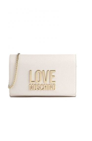 Borsa Clutch Love Moschino Gold Metal Logo JC4127PP1GLI0110 Avorio
